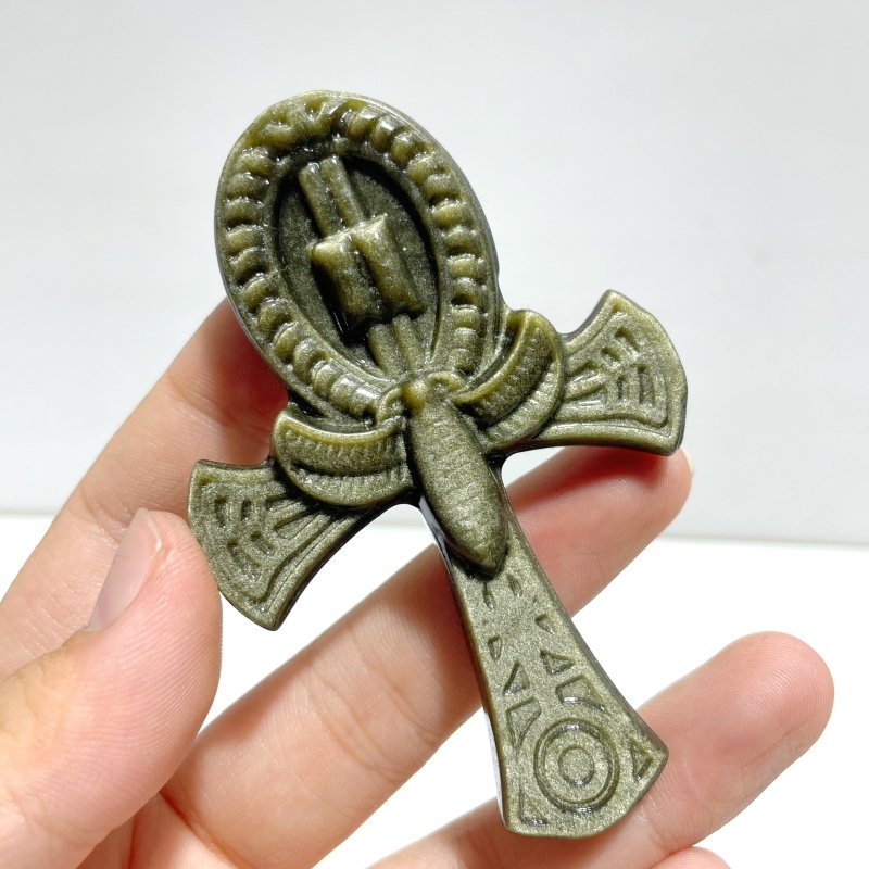 Gold Sheen Obsidian Silver Sheen Obsidian Anka Cross Wholesale - Wholesale Crystals