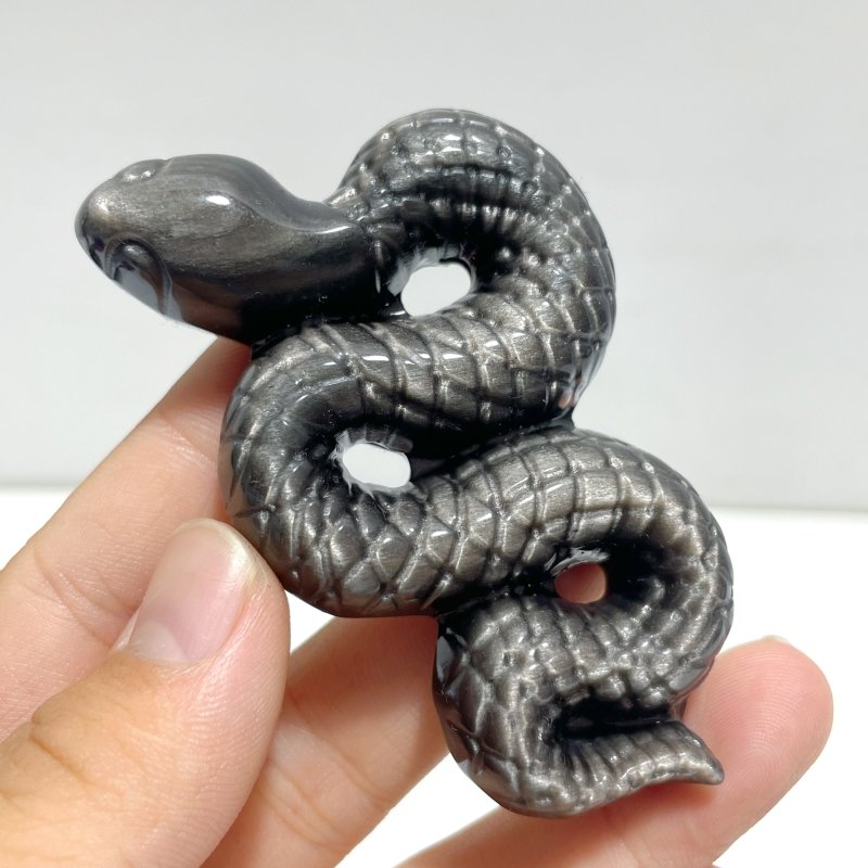 Gold Sheen Obsidian Silver Sheen Obsidian Snake Carving Wholesale - Wholesale Crystals