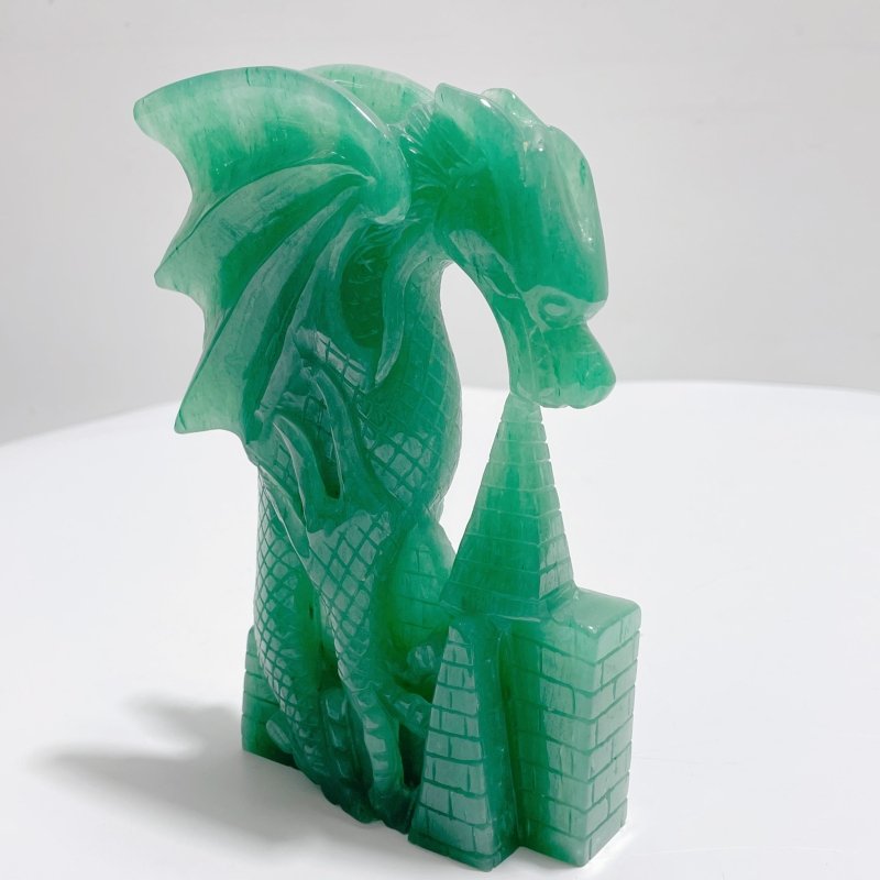 Green Aventurine Dragon Castle Carving - Wholesale Crystals