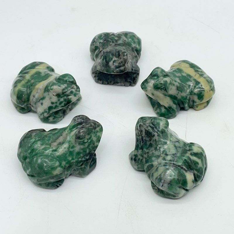 Green Dot Stone Frog Carving Animals Wholesale -Wholesale Crystals