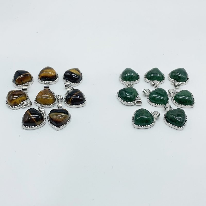 Green Strawberry Quartz Tiger Eye Heart Pendant Wholesale - Wholesale Crystals