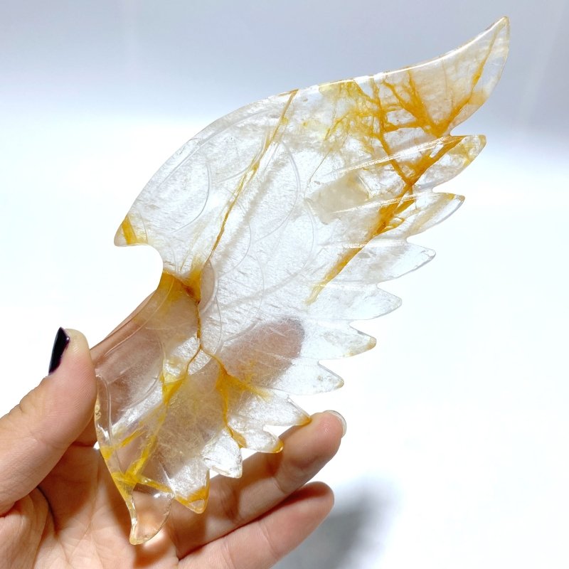 Hematoid Quartz Golden Fire Quartz Demon And Angel Wing Carving With Stand - Wholesale Crystals