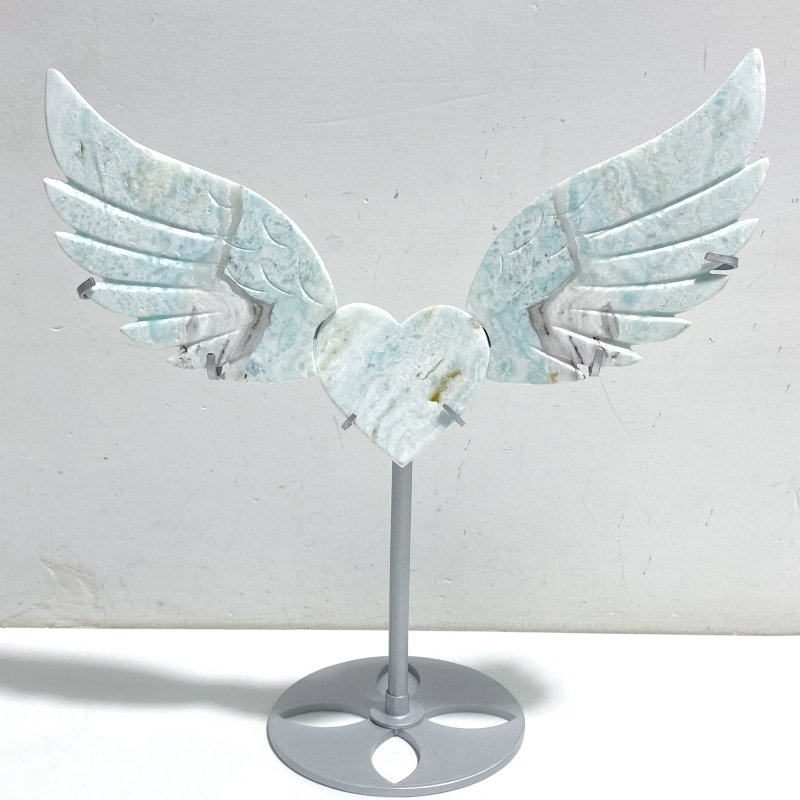 Hemimorphite Heart Wing Carving With Stand -Wholesale Crystals