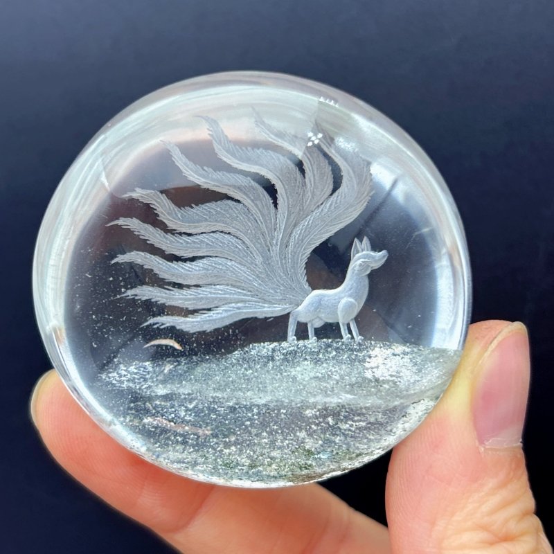 High Grade Super Clear Nine-tailed Fox Garden Quartz Inner Scene Carving(HGUD04) -Wholesale Crystals