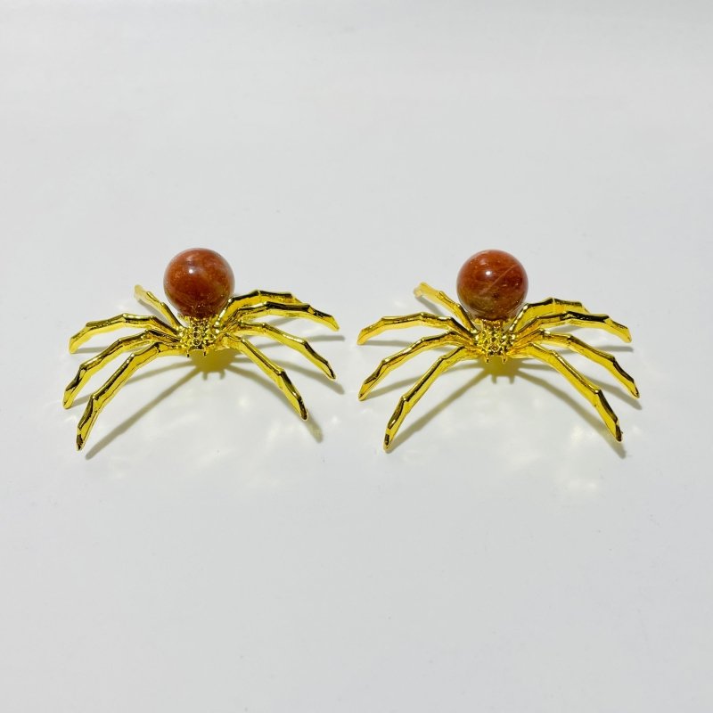High Quality Sunstone Crystal Sphere Spider Ornament Handmade Alloy Spider Wholesale -Wholesale Crystals