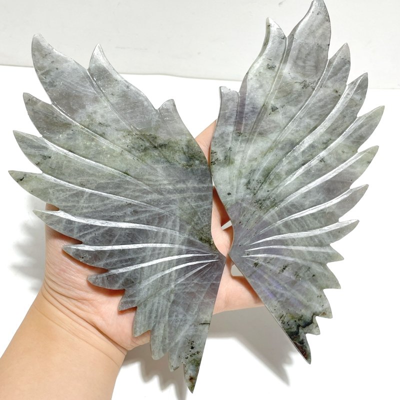 Labradorite Angel Wing Carving With Stand - Wholesale Crystals