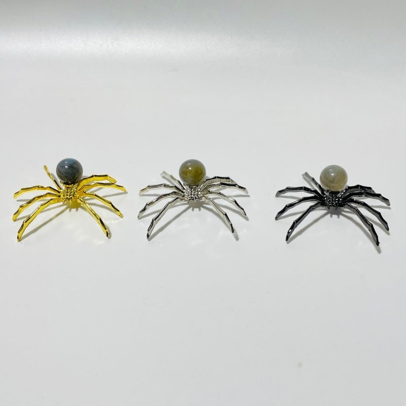 Labradorite Crystal Sphere Spider Ornament Handmade Alloy Spider Wholesale -Wholesale Crystals