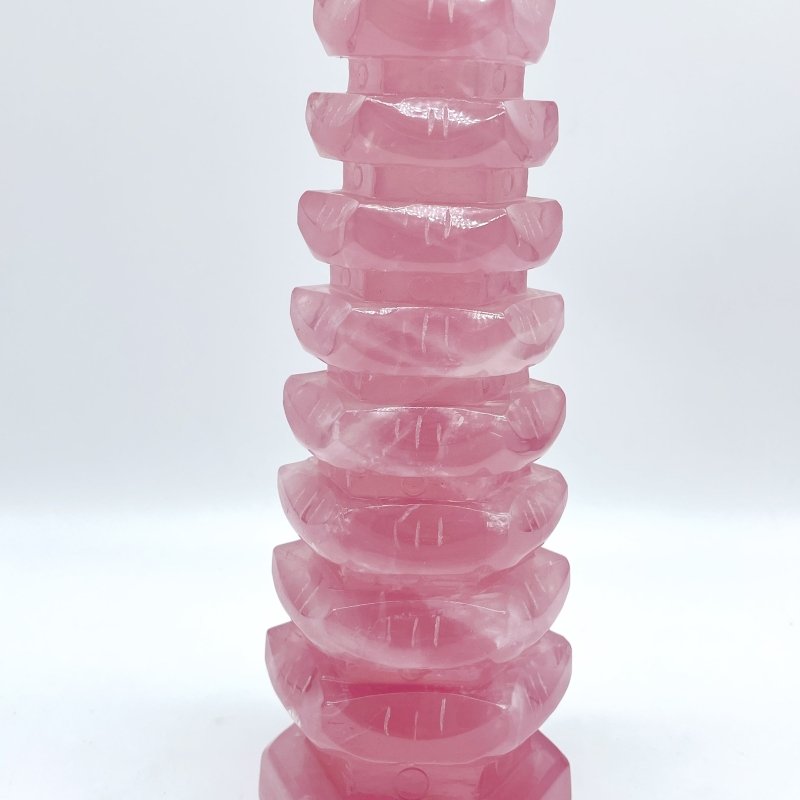 Large Beautiful Rose Quartz Wenchang Tower 9-level Pagoda -Wholesale Crystals