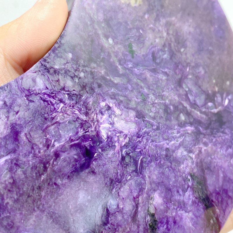 Large Charoite Moon Carving With Stand 10 -Wholesale Crystals