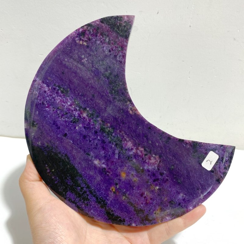 Large Charoite Moon Carving With Stand 2 -Wholesale Crystals