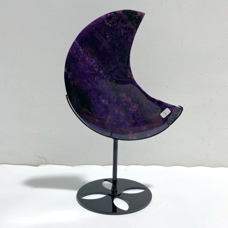 Large Charoite Moon Carving With Stand 2 -Wholesale Crystals