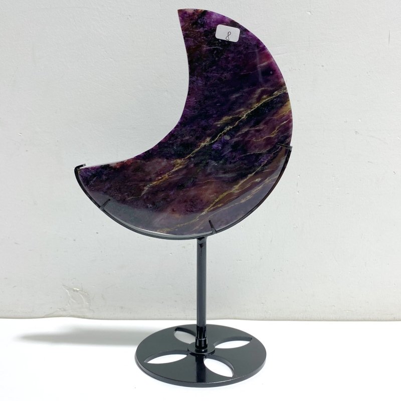 Large Charoite Moon Carving With Stand -Wholesale Crystals