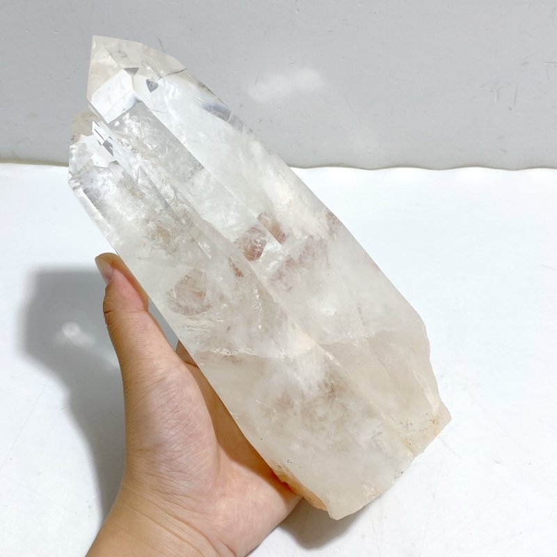 Large Clear Quartz Double Point Raw Bottom With Stand -Wholesale Crystals