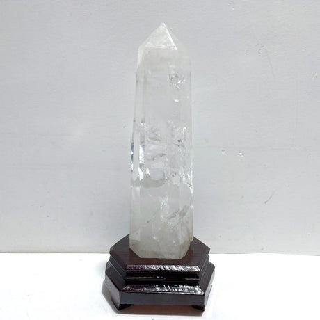 Large Clear Quartz Tower Point With Stand With Rainbow - Wholesale Crystals