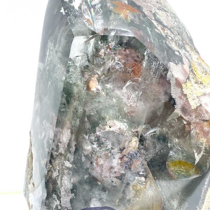 Large Garden Quartz Enhydro Quartz Tower Point With Rainbow - Wholesale Crystals