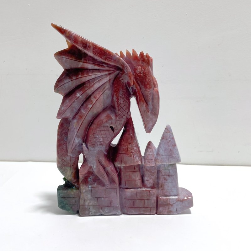 Large Ocean Jasper Flying Dragon Castle Carving - Wholesale Crystals