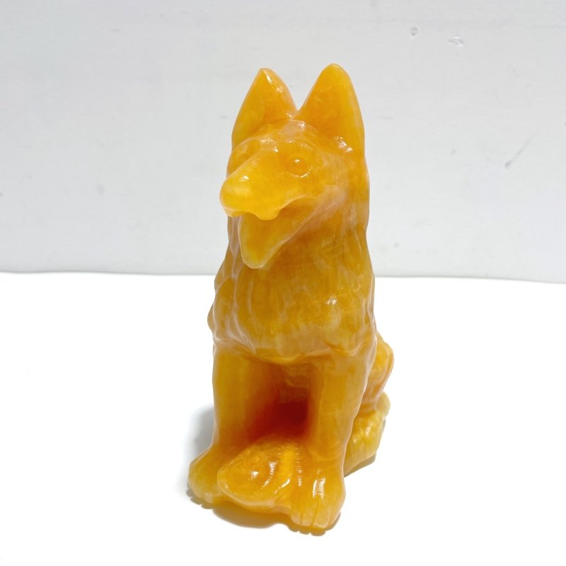 Large Yellow Calcite Dog Carving Wholesale - Wholesale Crystals
