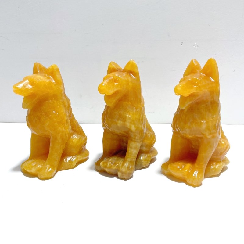 Large Yellow Calcite Dog Carving Wholesale - Wholesale Crystals