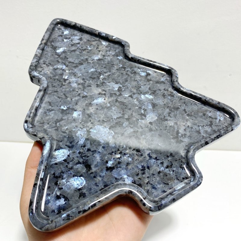 Larvikite Christmas Tree Plate Carving Wholesale - Wholesale Crystals