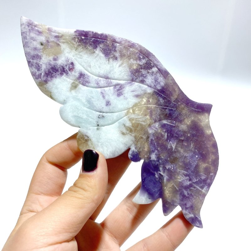 Lepidolite Butterfly Wing Carving With Stand - Wholesale Crystals