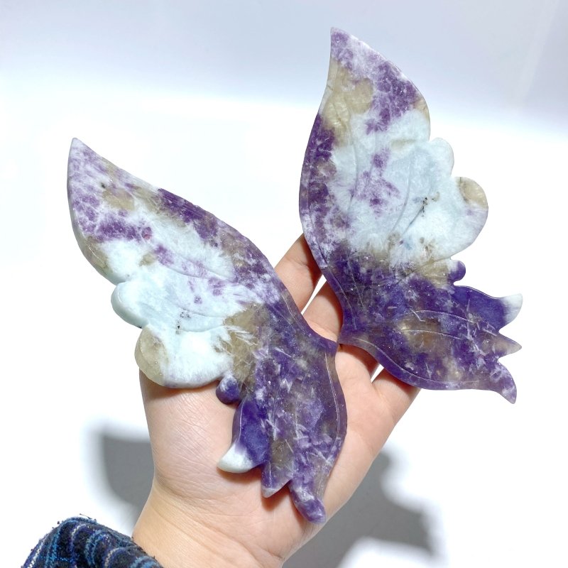 Lepidolite Butterfly Wing Carving With Stand - Wholesale Crystals