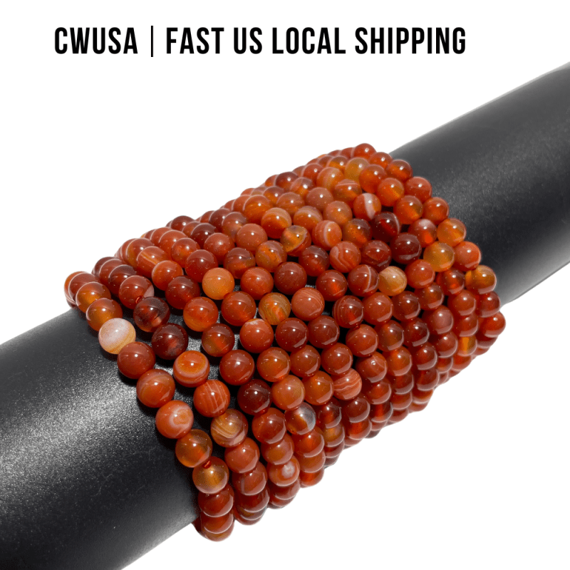 Local Stock - 6MM Carnelian Bracelets Wholesale - Wholesale Crystals
