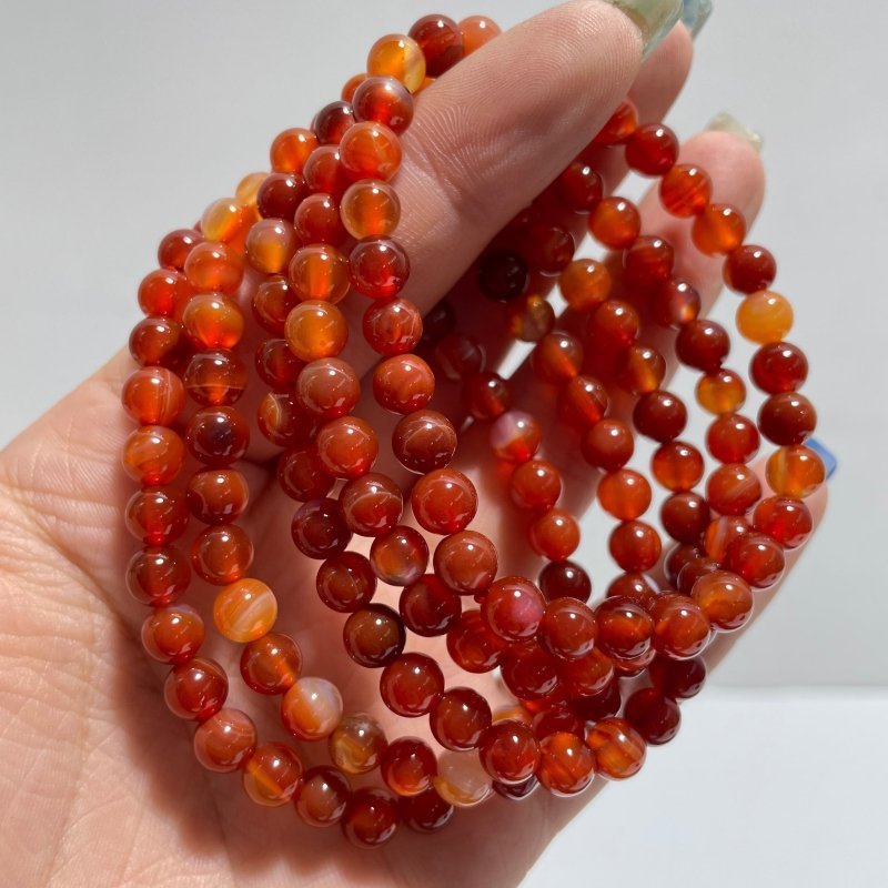 Local Stock - 6MM Carnelian Bracelets Wholesale - Wholesale Crystals