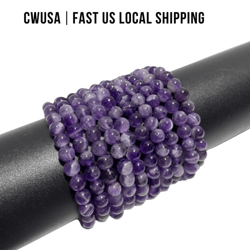 Local Stock - 6MM Chevron Amethyst Bracelets Wholesale - Wholesale Crystals