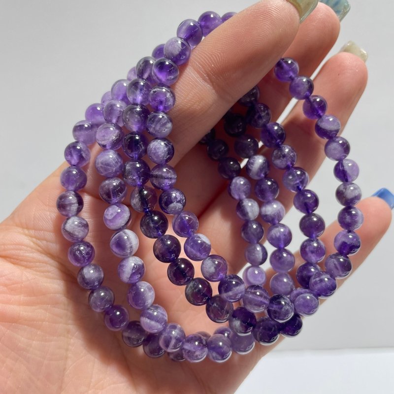Local Stock - 6MM Chevron Amethyst Bracelets Wholesale - Wholesale Crystals