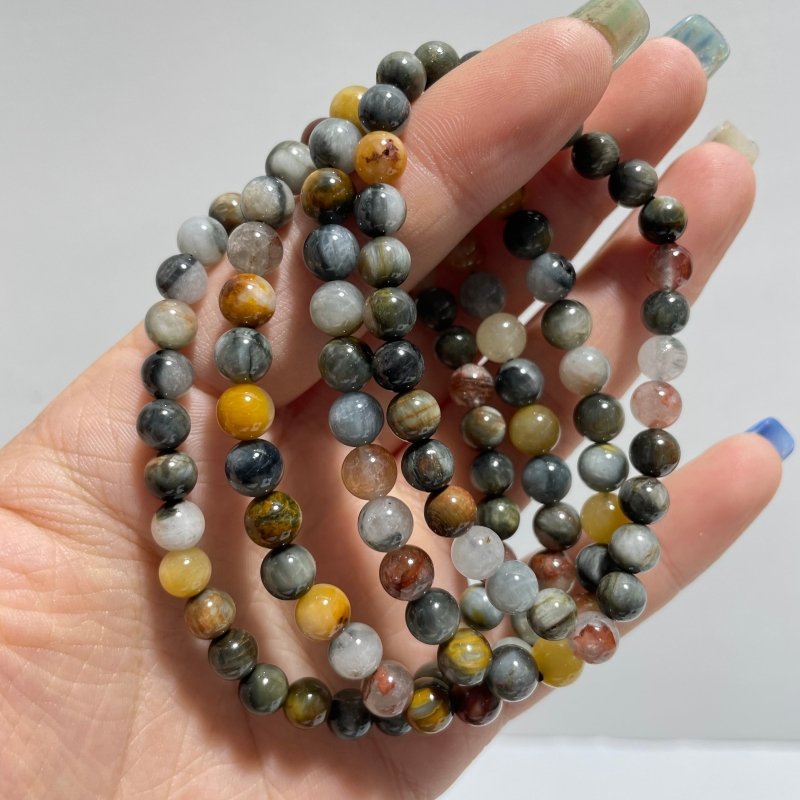 Local Stock - 6MM Colorful Hawk's Eye Stone Bracelets Wholesale - Wholesale Crystals