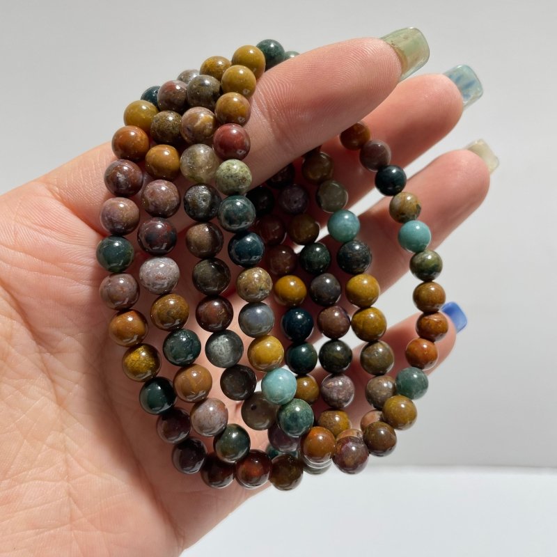 Local Stock - 6MM Colorful Ocean Jasper Bracelets Wholesale - Wholesale Crystals