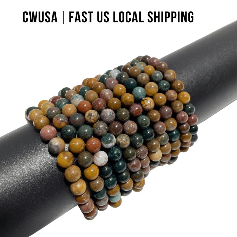 Local Stock - 6MM Colorful Ocean Jasper Bracelets Wholesale - Wholesale Crystals