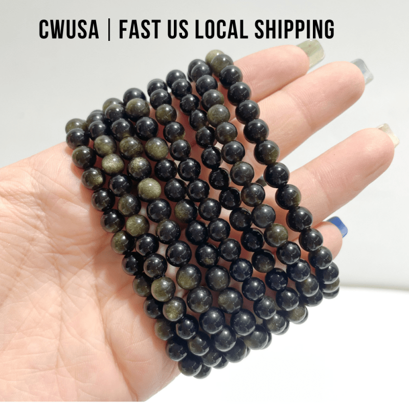 Local Stock - 6MM Gold Sheen Obsidian Bracelets Wholesale - Wholesale Crystals