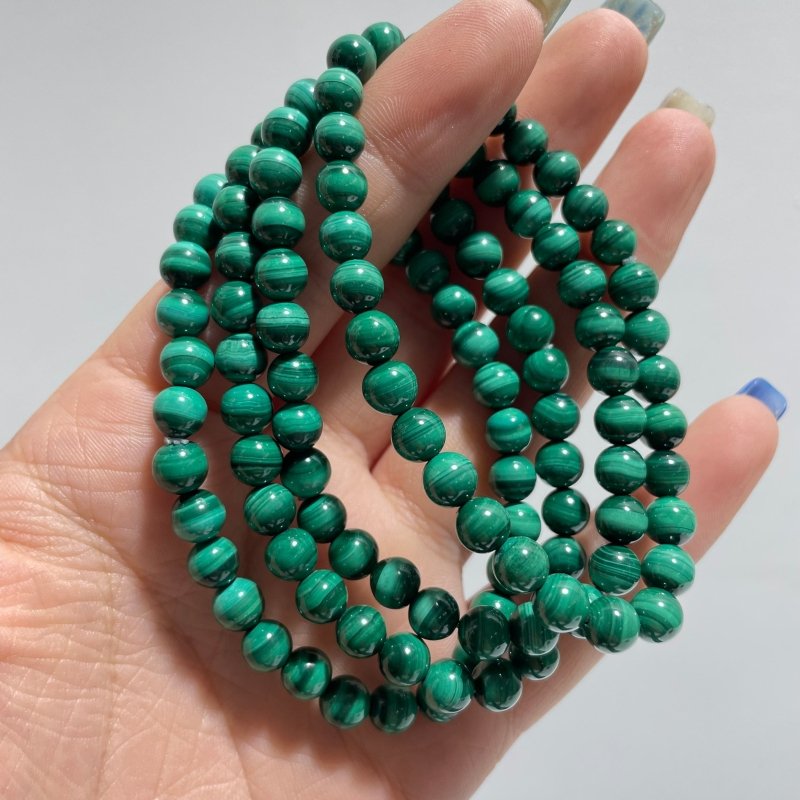 Local Stock - 6MM High Quality Malachite Bracelets Wholesale - Wholesale Crystals