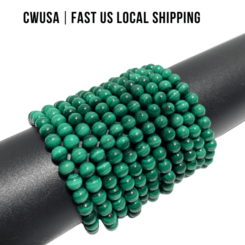 Local Stock - 6MM High Quality Malachite Bracelets Wholesale - Wholesale Crystals