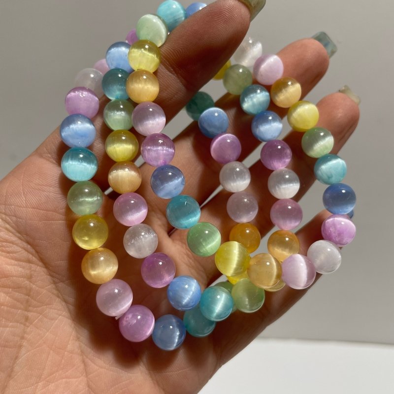 Local Stock - 8MM Aura Colorful Selenite Bracelets Wholesale - Wholesale Crystals