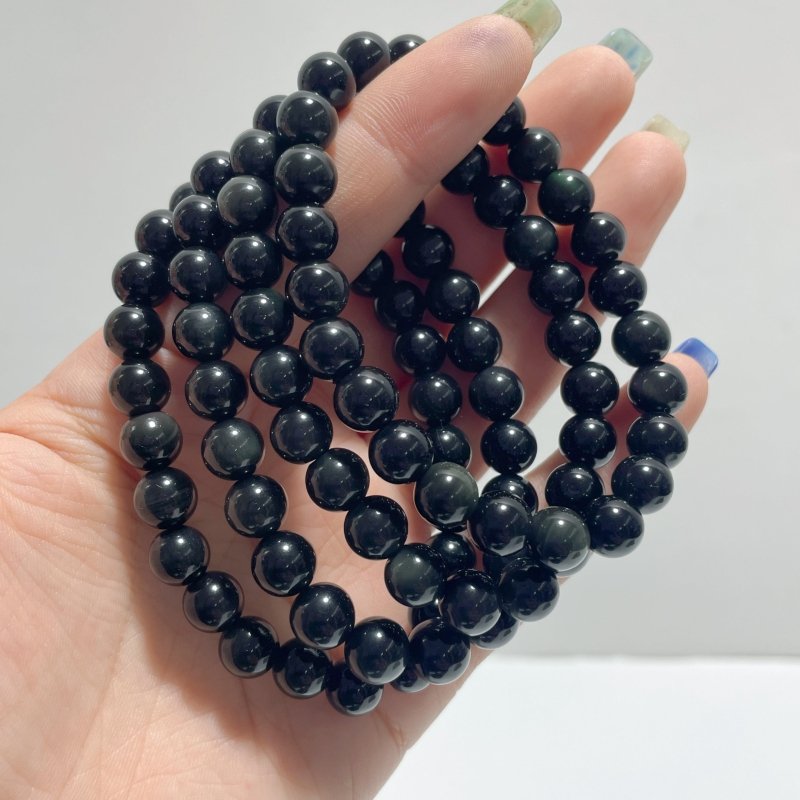 Local Stock - 8MM Rainbow Cat Eye Obsidian Bracelets Wholesale - Wholesale Crystals