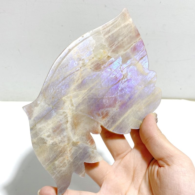 Moonstone Butterfly Wing Carving With Stand -Wholesale Crystals