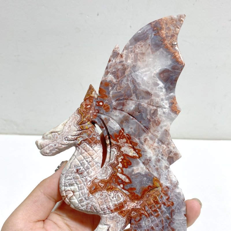Morocco Agate Flying Dragon Carving With Stand -Wholesale Crystals