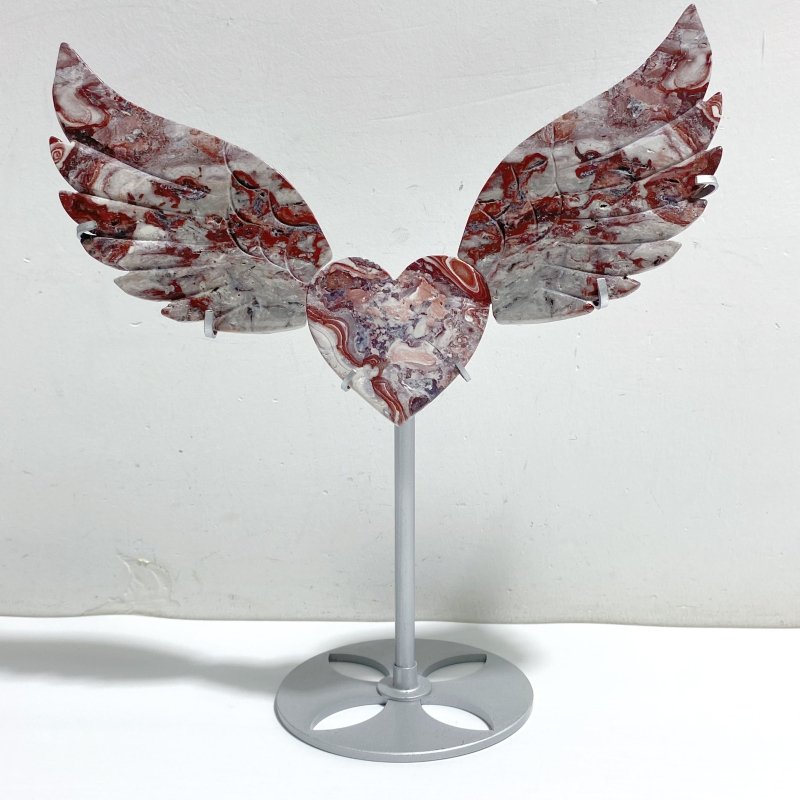 Morocco Agate Heart Wing Carving With Stand -Wholesale Crystals