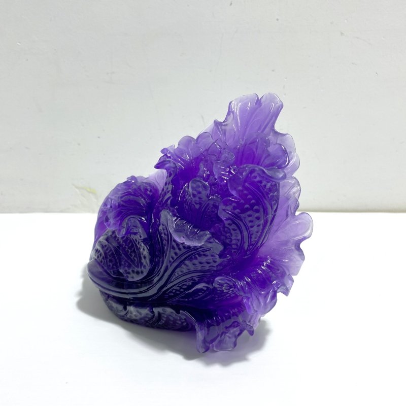 Purple Fluorite Chinese Cabbage Carving 6 - Wholesale Crystals