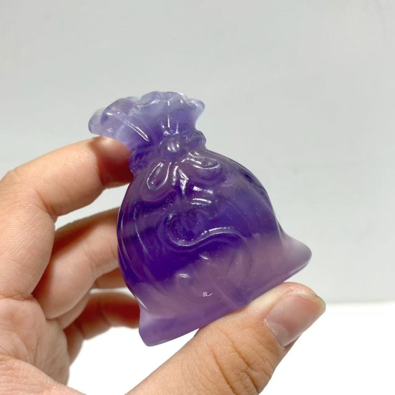 Purple Fluorite Money Bag Carving Wholesale - Wholesale Crystals
