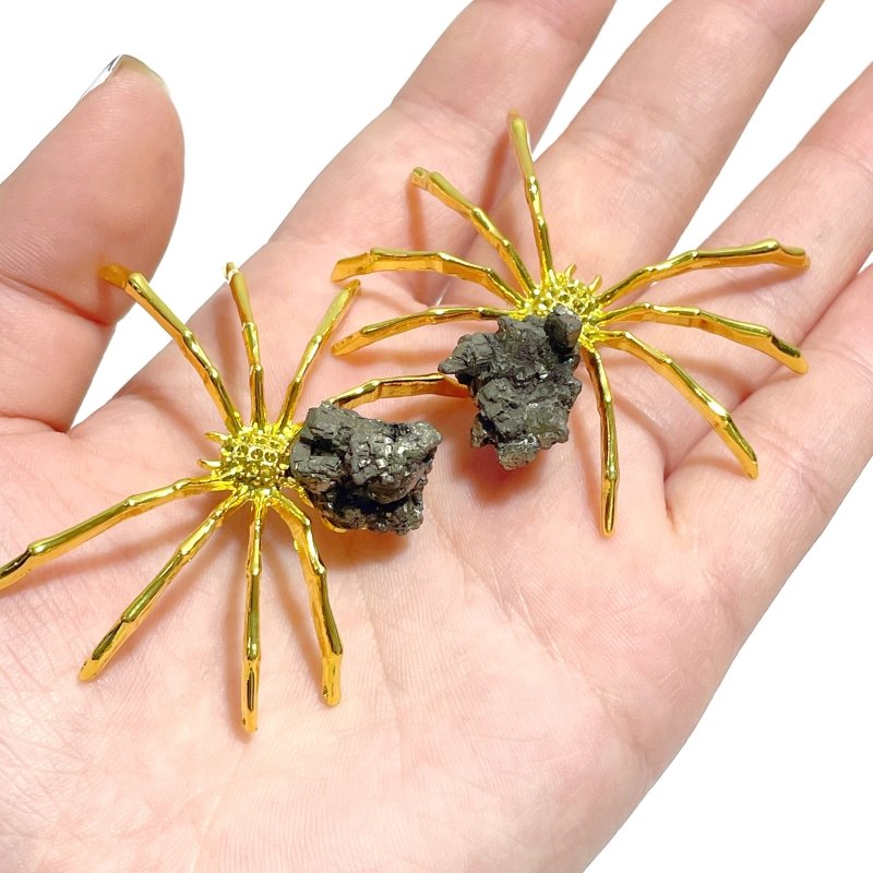 Raw Pyrite Spider Ornament Handmade Alloy Spider Wholesale - Wholesale Crystals