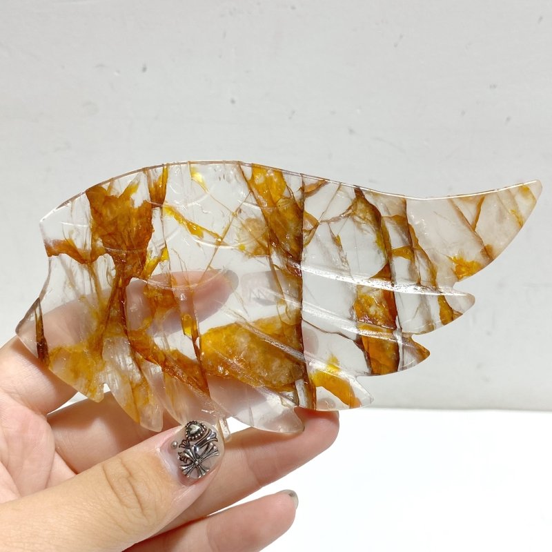 Red Fire Quartz Heart Wing Carving With Stand -Wholesale Crystals