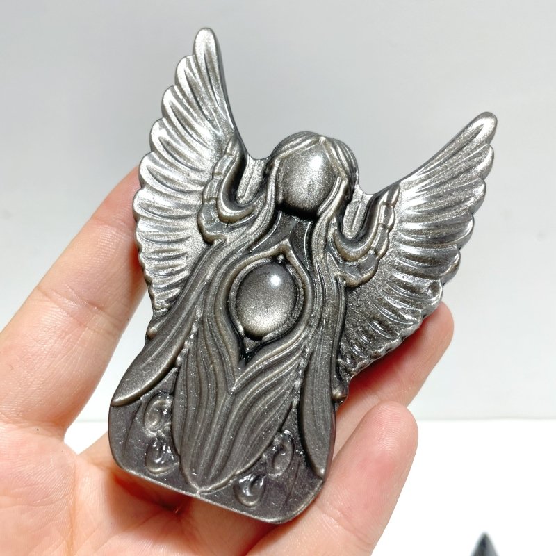 Silver Sheen Obsidian Angel Carving Wholesale - Wholesale Crystals