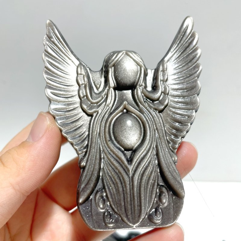 Silver Sheen Obsidian Angel Carving Wholesale - Wholesale Crystals