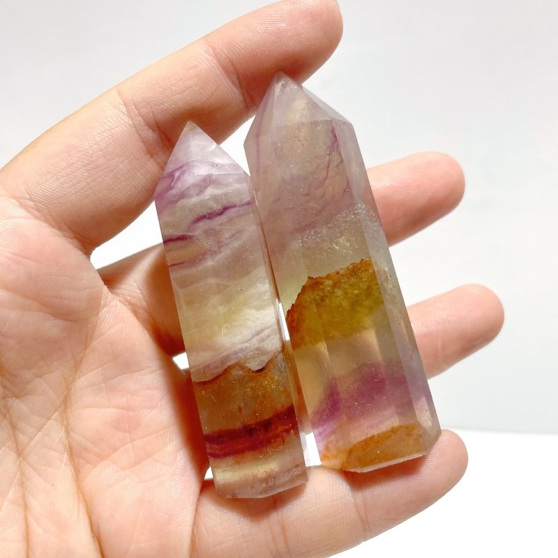 Stripe Colorful Fluorite Mixed Hematite Tower Point Wholesale - Wholesale Crystals