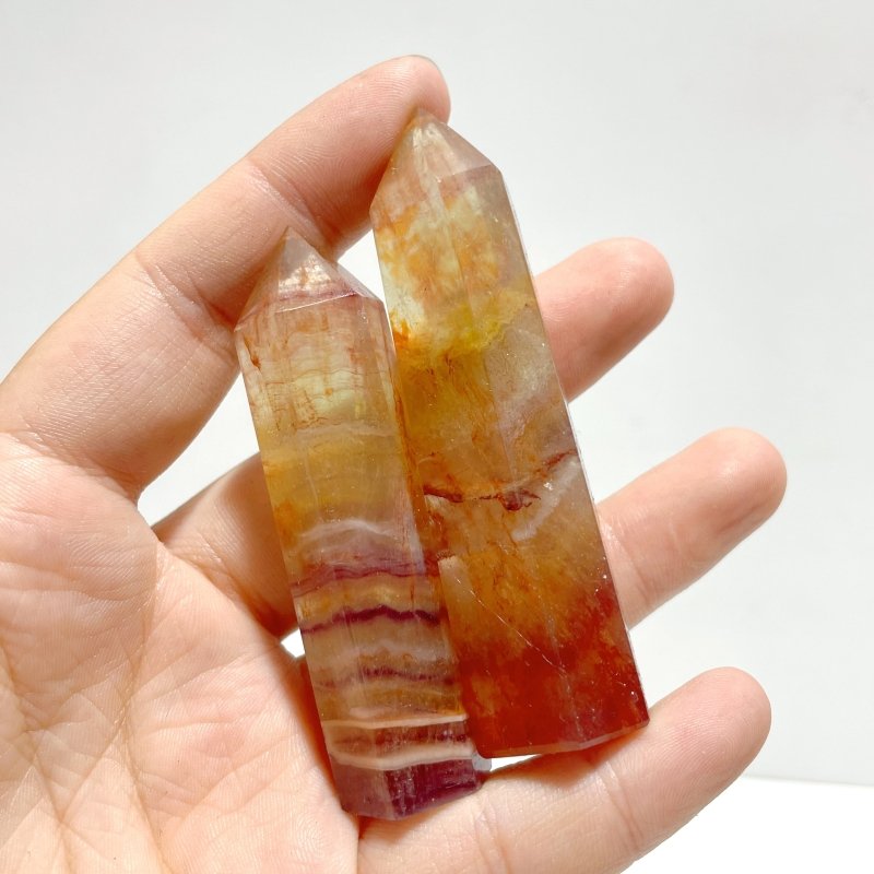 Stripe Colorful Fluorite Mixed Hematite Tower Point Wholesale - Wholesale Crystals