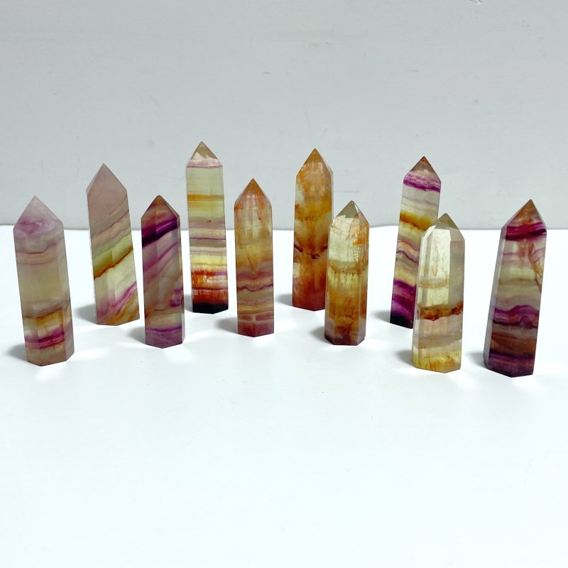 Stripe Colorful Fluorite Mixed Hematite Tower Point Wholesale - Wholesale Crystals