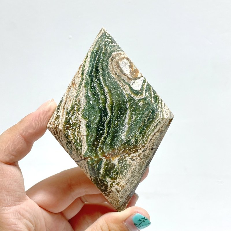 Stripe Ocean Jasper Rhombus Shaped Carving Wholesale - Wholesale Crystals